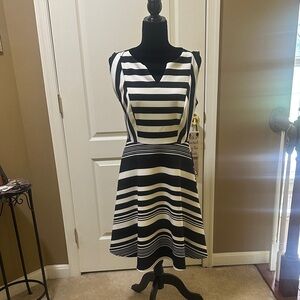 Torrid Black and White Striped Midi Dress